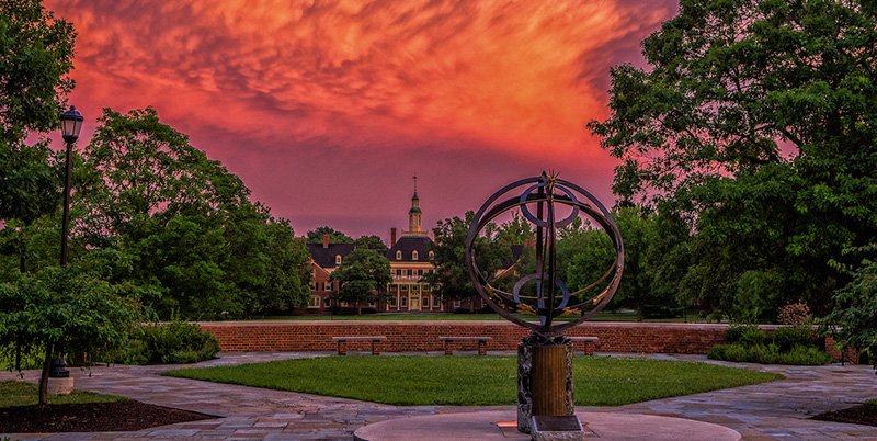 Miami University campus in Oxford, Ohio, at sunset